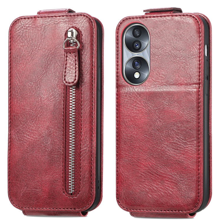 For Honor 70 Zipper Wallet Vertical Flip Leather Phone Case