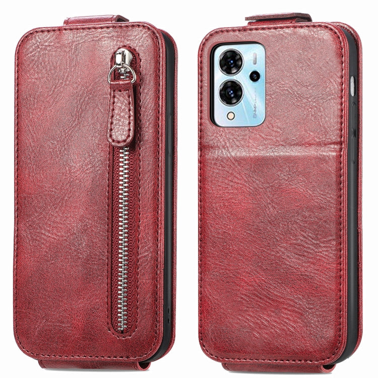 For ZTE Blade V40 Pro Zipper Wallet Vertical Flip Leather Phone Case