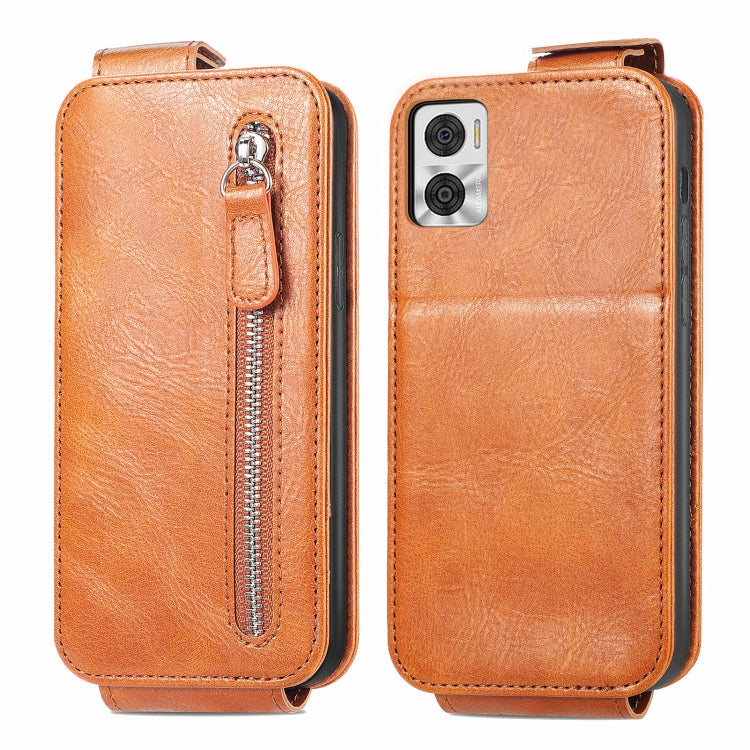 For Motorola Moto E22i Zipper Wallet Vertical Flip Leather Phone Case