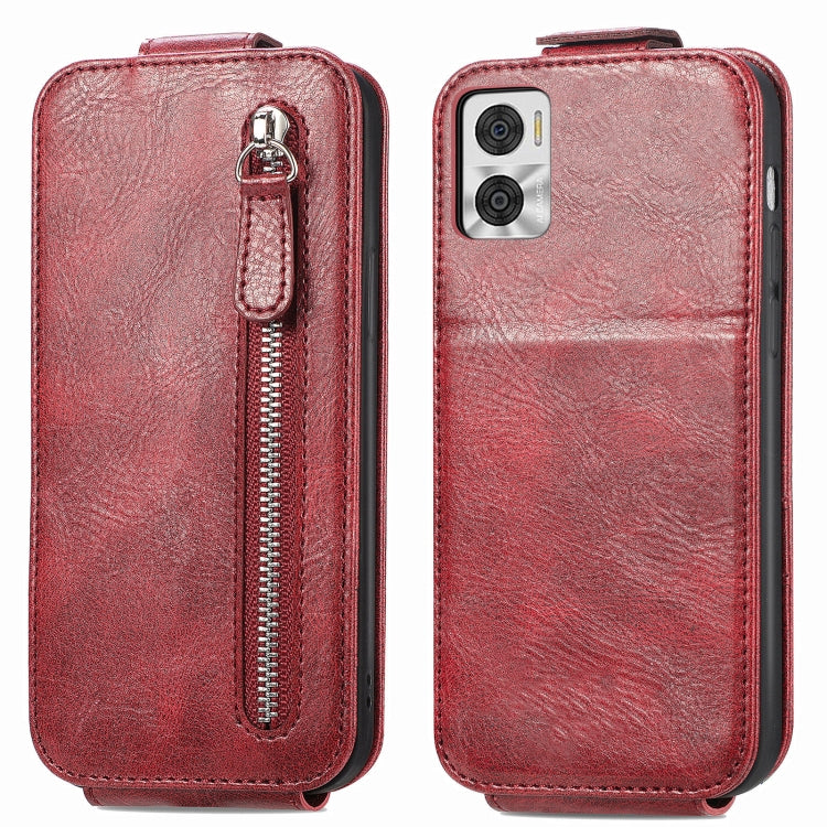 For Motorola Moto E22i Zipper Wallet Vertical Flip Leather Phone Case