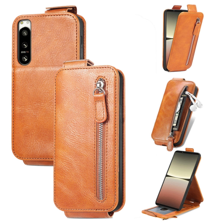 For Sony Xperia 5 IV Zipper Wallet Vertical Flip Leather Phone Case