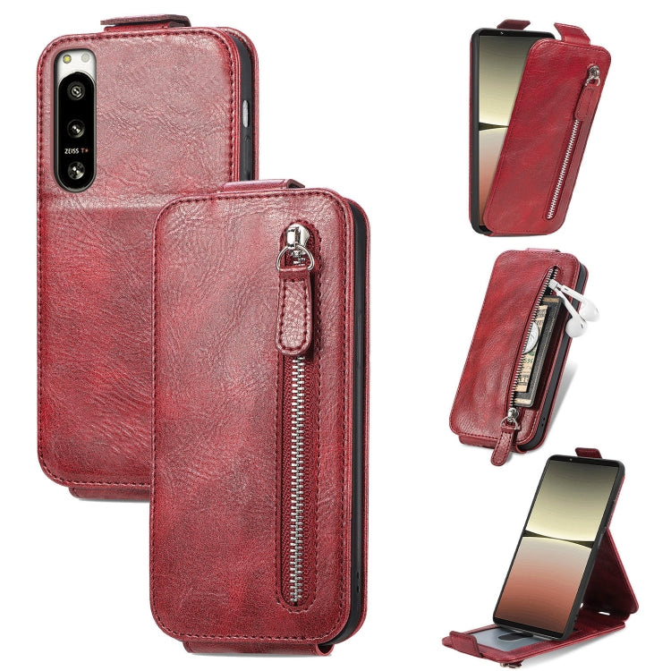 For Sony Xperia 5 IV Zipper Wallet Vertical Flip Leather Phone Case
