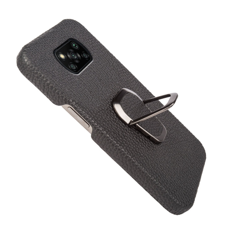For Xiaomi Poco X3 Pro / Poco X3 / X3 NFC Ring Holder Litchi Texture Genuine Leather Phone Case