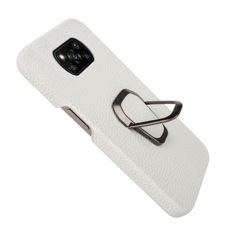For Xiaomi Poco X3 Pro / Poco X3 / X3 NFC Ring Holder Litchi Texture Genuine Leather Phone Case