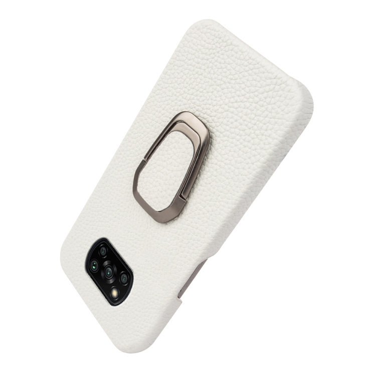 For Xiaomi Poco X3 Pro / Poco X3 / X3 NFC Ring Holder Litchi Texture Genuine Leather Phone Case