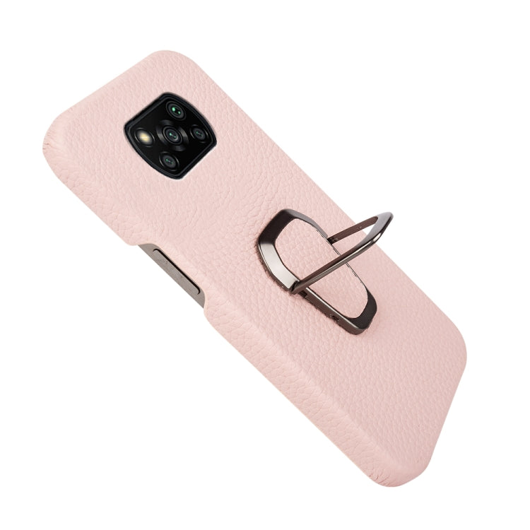 For Xiaomi Poco X3 Pro / Poco X3 / X3 NFC Ring Holder Litchi Texture Genuine Leather Phone Case