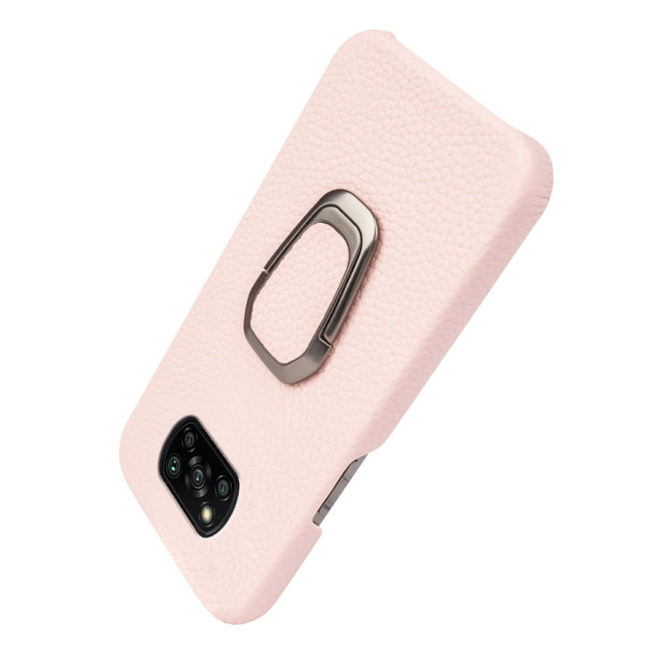 For Xiaomi Poco X3 Pro / Poco X3 / X3 NFC Ring Holder Litchi Texture Genuine Leather Phone Case