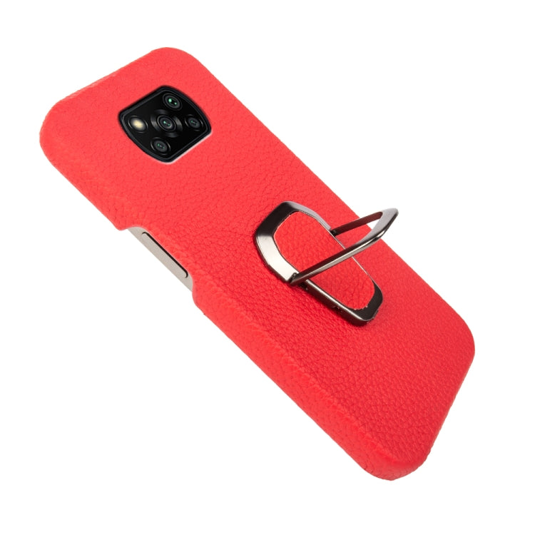 For Xiaomi Poco X3 Pro / Poco X3 / X3 NFC Ring Holder Litchi Texture Genuine Leather Phone Case
