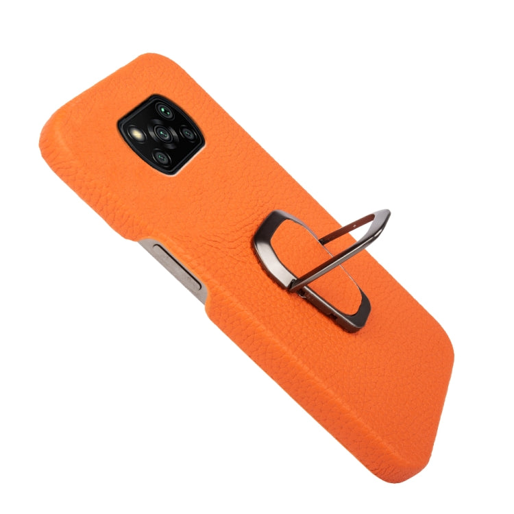 For Xiaomi Poco X3 Pro / Poco X3 / X3 NFC Ring Holder Litchi Texture Genuine Leather Phone Case