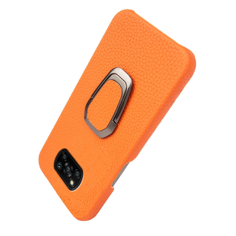 For Xiaomi Poco X3 Pro / Poco X3 / X3 NFC Ring Holder Litchi Texture Genuine Leather Phone Case