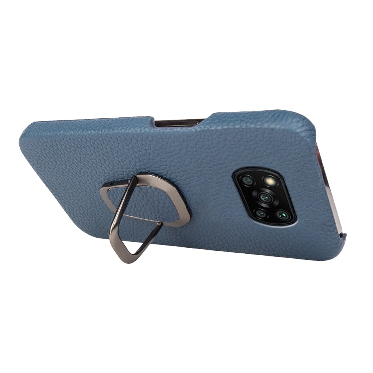 For Xiaomi Poco X3 Pro / Poco X3 / X3 NFC Ring Holder Litchi Texture Genuine Leather Phone Case