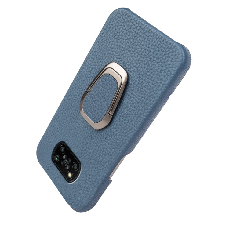 For Xiaomi Poco X3 Pro / Poco X3 / X3 NFC Ring Holder Litchi Texture Genuine Leather Phone Case