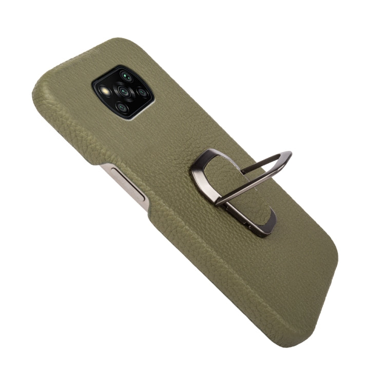 For Xiaomi Poco X3 Pro / Poco X3 / X3 NFC Ring Holder Litchi Texture Genuine Leather Phone Case