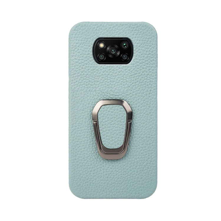 For Xiaomi Poco X3 Pro / Poco X3 / X3 NFC Ring Holder Litchi Texture Genuine Leather Phone Case