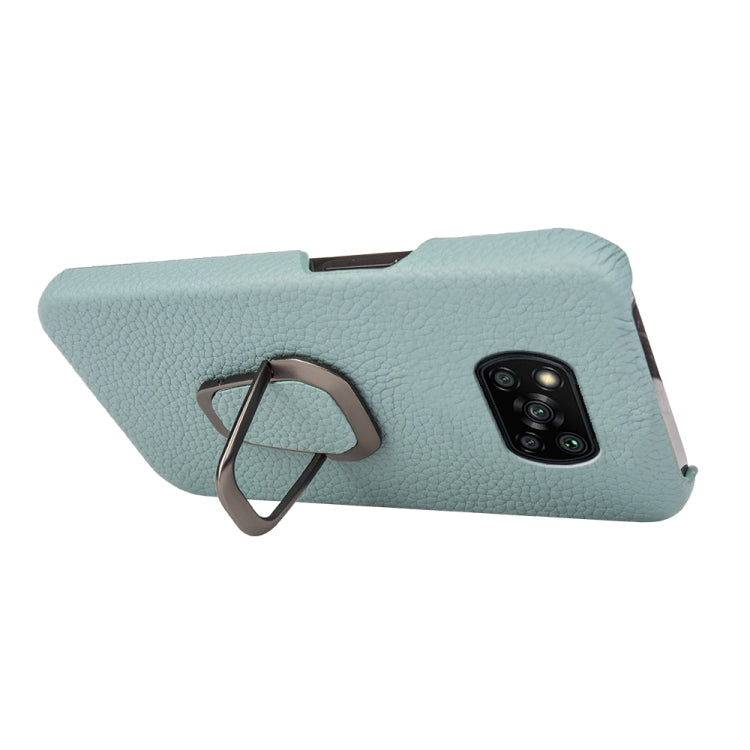 For Xiaomi Poco X3 Pro / Poco X3 / X3 NFC Ring Holder Litchi Texture Genuine Leather Phone Case