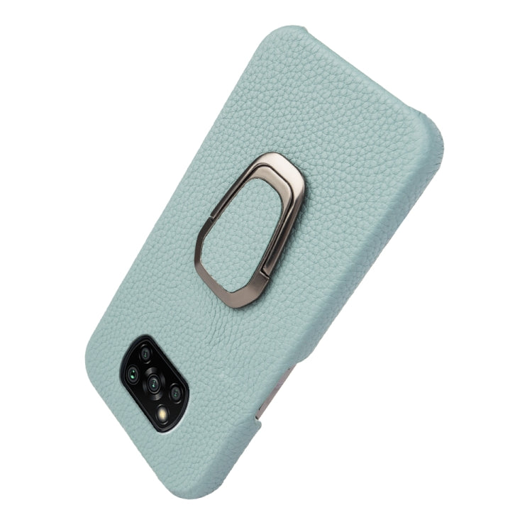 For Xiaomi Poco X3 Pro / Poco X3 / X3 NFC Ring Holder Litchi Texture Genuine Leather Phone Case