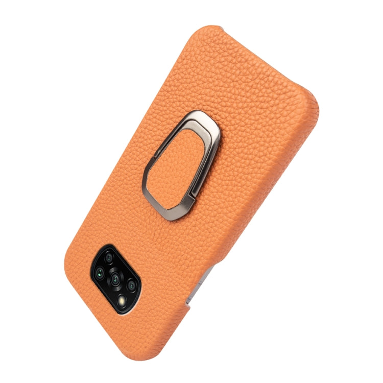 For Xiaomi Poco X3 Pro / Poco X3 / X3 NFC Ring Holder Litchi Texture Genuine Leather Phone Case