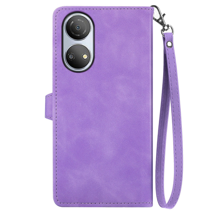 For Honor Play 30 Plus Embossed Flower Zipper Leather Phone Case