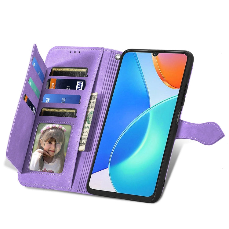 For Honor Play 30 Plus Embossed Flower Zipper Leather Phone Case