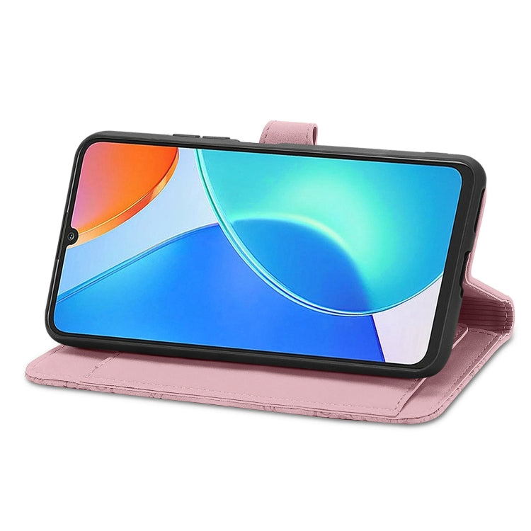 For Honor Play 30 Plus Embossed Flower Zipper Leather Phone Case