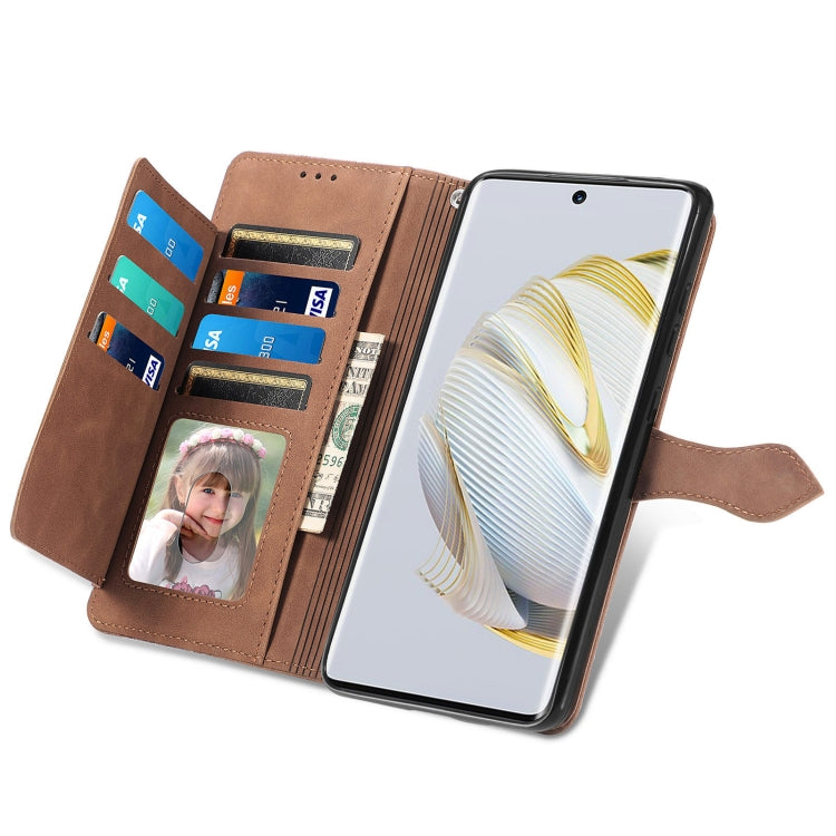 For Huawei Nova 10 Embossed Flower Zipper Leather Phone Case