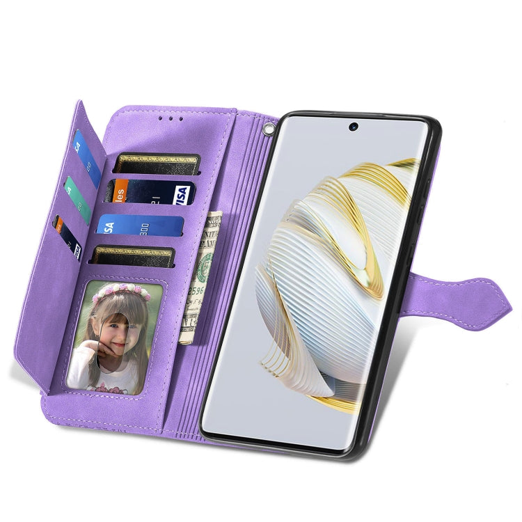 For Huawei Nova 10 Embossed Flower Zipper Leather Phone Case