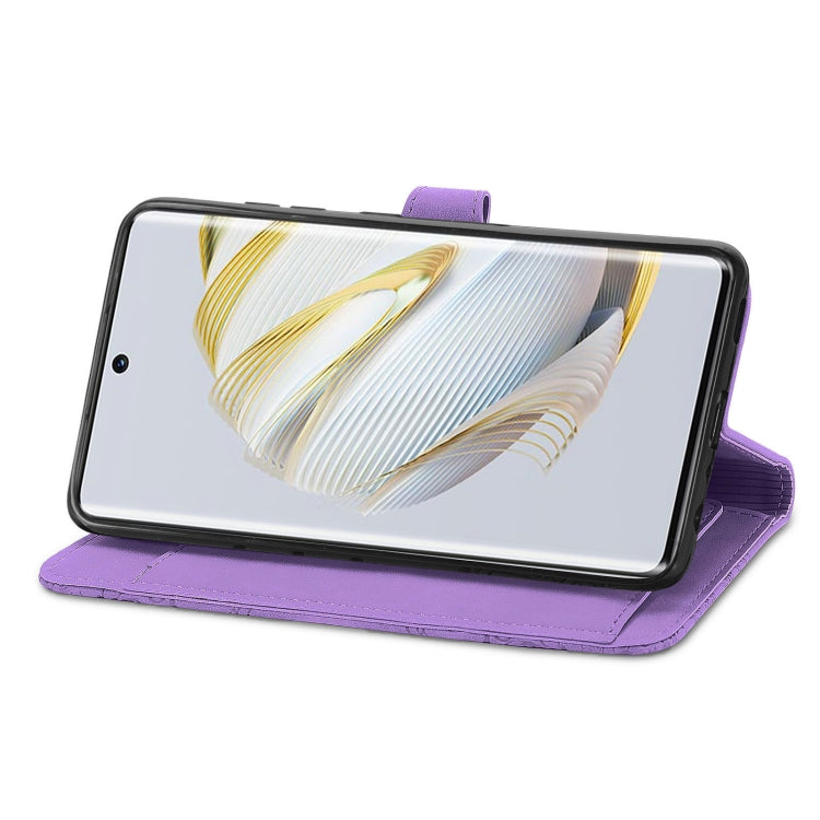 For Huawei Nova 10 Embossed Flower Zipper Leather Phone Case