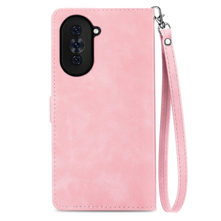 For Huawei Nova 10 Embossed Flower Zipper Leather Phone Case
