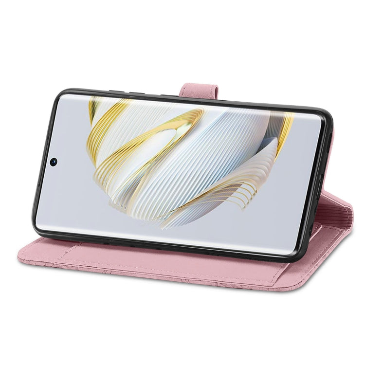 For Huawei Nova 10 Embossed Flower Zipper Leather Phone Case