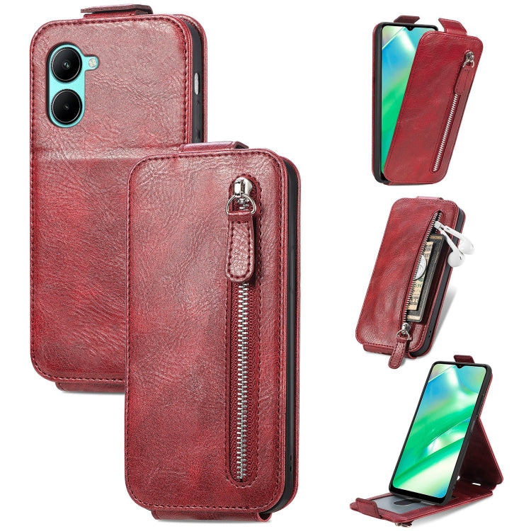 For Realme C33 Zipper Wallet Vertical Flip Leather Phone Case
