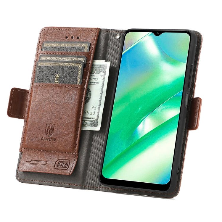 For Realme C33 CaseNeo Splicing Dual Magnetic Buckle Leather Phone Case
