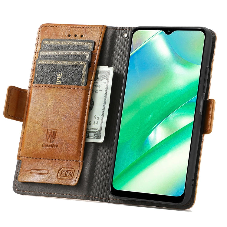 For Realme C33 CaseNeo Splicing Dual Magnetic Buckle Leather Phone Case