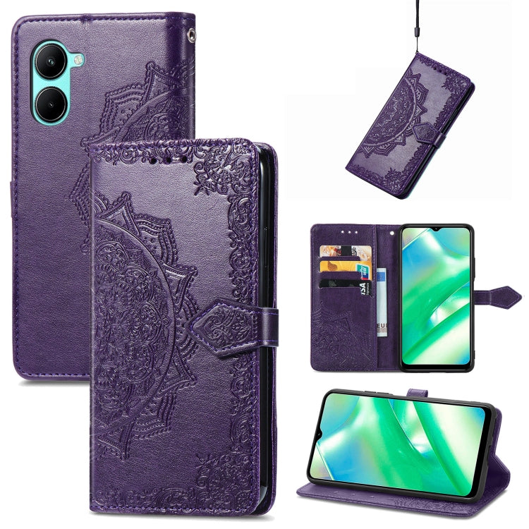 For Realme C33 Mandala Flower Embossed Leather Phone Case