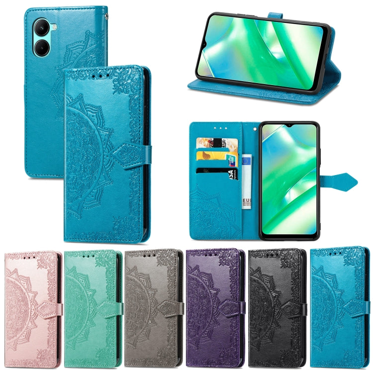 For Realme C33 Mandala Flower Embossed Leather Phone Case