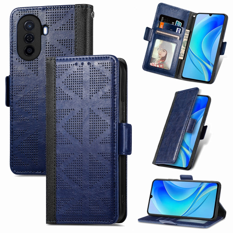 For Huawei Nova Y70 Grid Leather Flip Phone Case