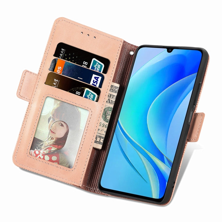 For Huawei Nova Y70 Grid Leather Flip Phone Case