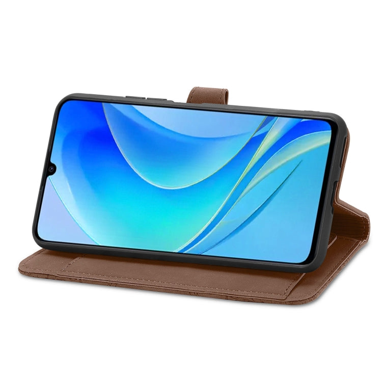 For Huawei Enjoy 50 Embossed Flower Zipper Leather Phone Case