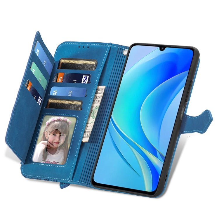 For Huawei Enjoy 50 Embossed Flower Zipper Leather Phone Case