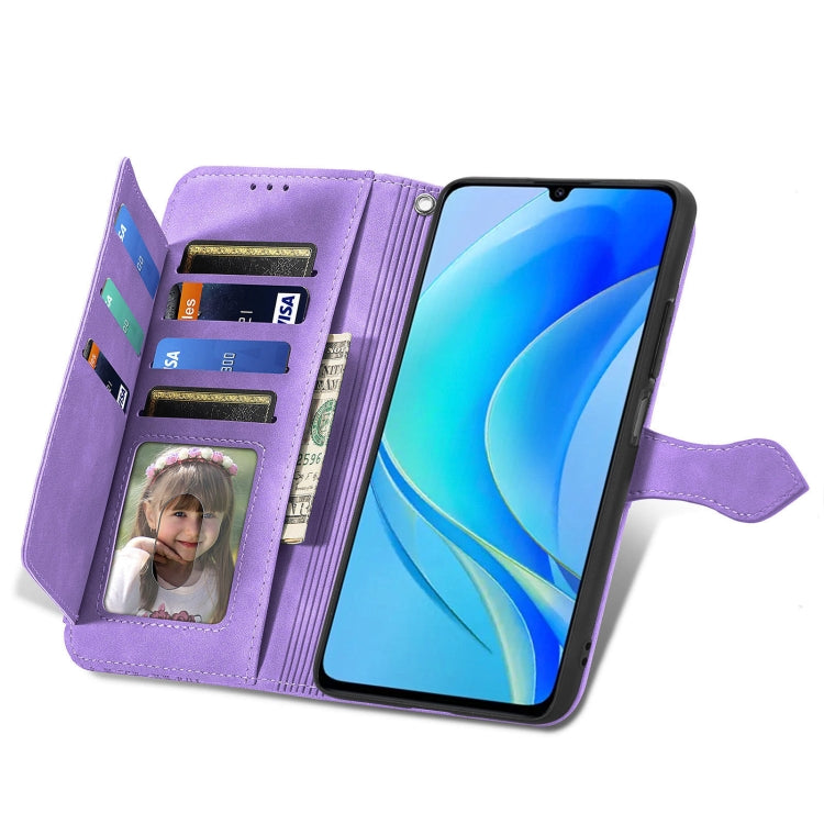 For Huawei Enjoy 50 Embossed Flower Zipper Leather Phone Case