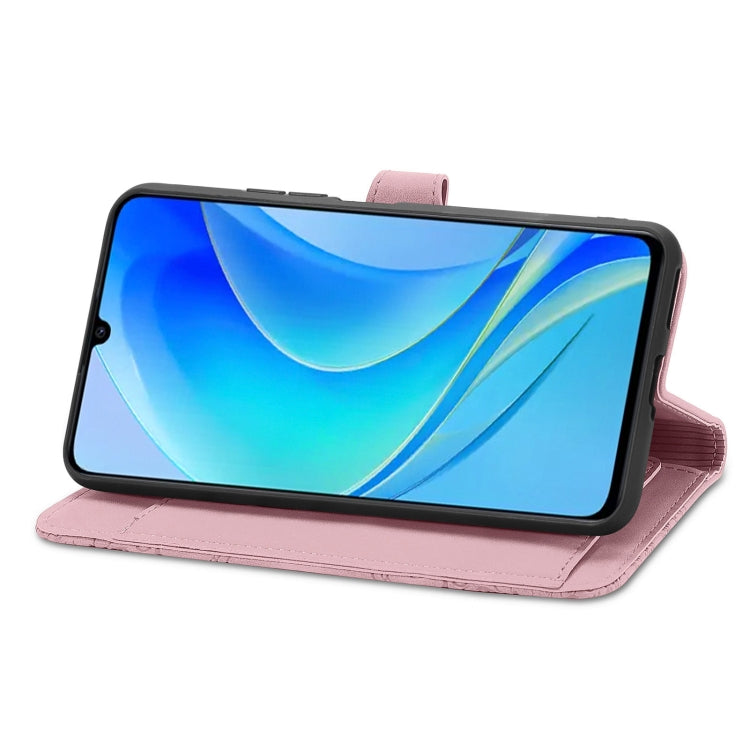 For Huawei Enjoy 50 Embossed Flower Zipper Leather Phone Case