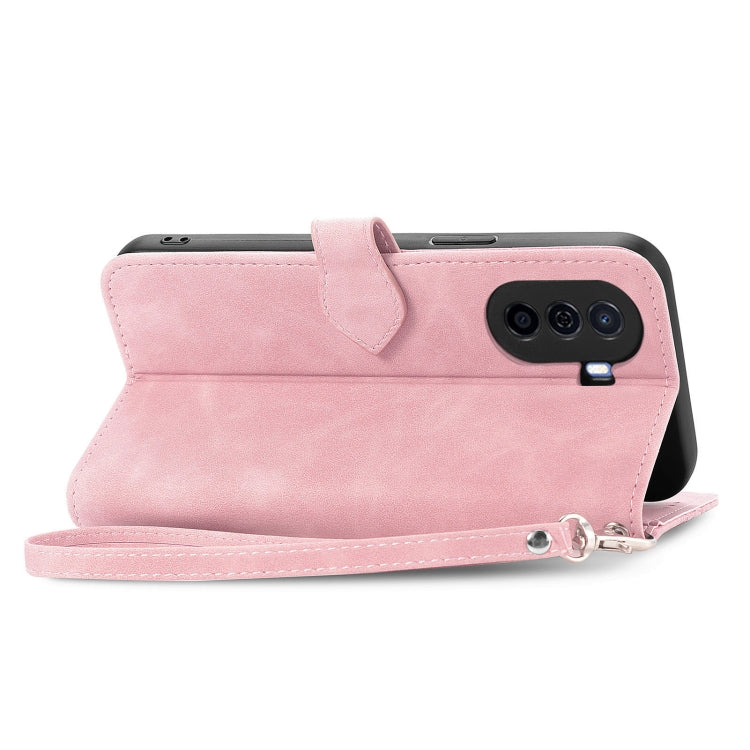 For Huawei Enjoy 50 Embossed Flower Zipper Leather Phone Case