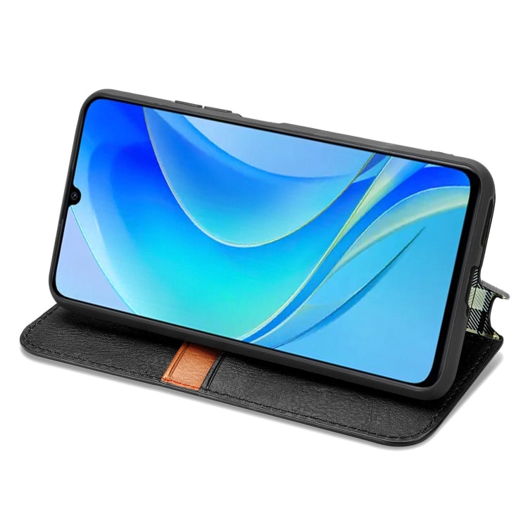 For Huawei Enjoy 50 Cubic Grid Pressed Magnetic Leather Phone Case