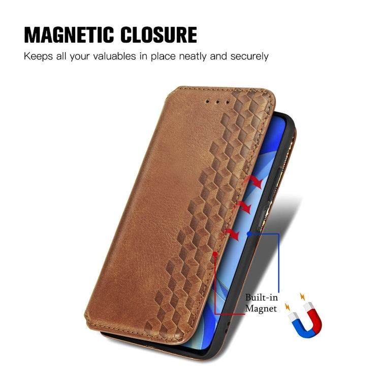 For Huawei Enjoy 50 Cubic Grid Pressed Magnetic Leather Phone Case