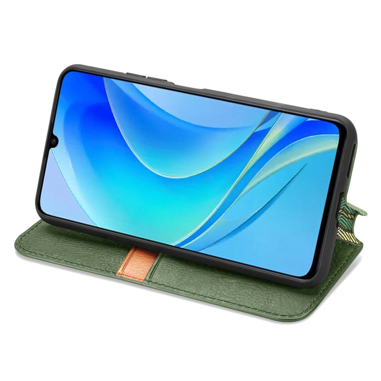 For Huawei Enjoy 50 Cubic Grid Pressed Magnetic Leather Phone Case