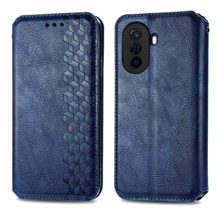 For Huawei Enjoy 50 Cubic Grid Pressed Magnetic Leather Phone Case