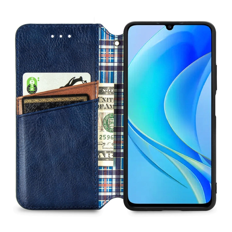 For Huawei Enjoy 50 Cubic Grid Pressed Magnetic Leather Phone Case