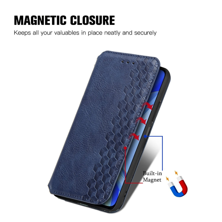 For Huawei Enjoy 50 Cubic Grid Pressed Magnetic Leather Phone Case