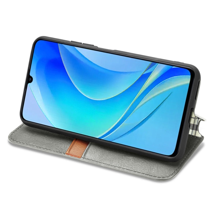 For Huawei Enjoy 50 Cubic Grid Pressed Magnetic Leather Phone Case