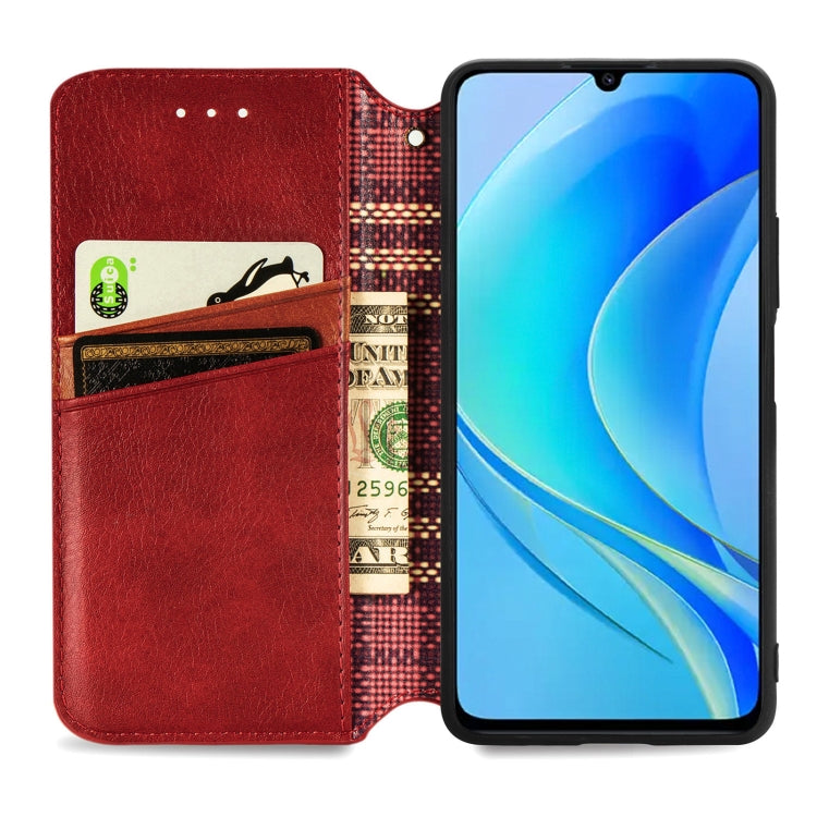 For Huawei Enjoy 50 Cubic Grid Pressed Magnetic Leather Phone Case