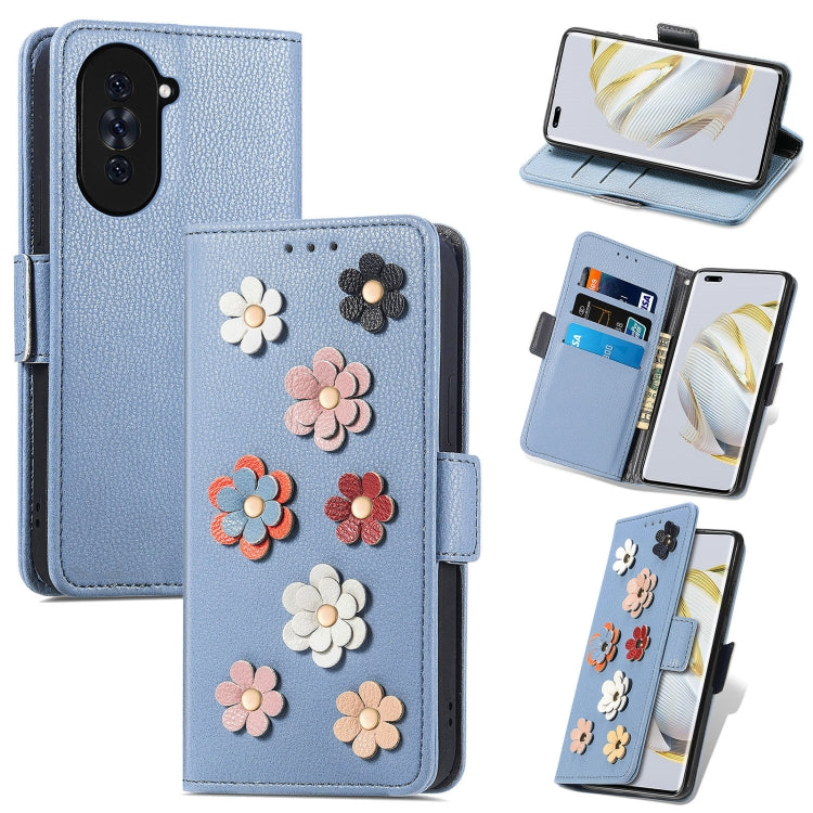 For Huawei Nova 10 Pro Stereoscopic Flowers Leather Phone Case